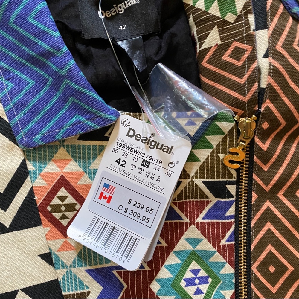 NWT Desigual Canvas and Bead Moto Jacket - Picture 4 of 5